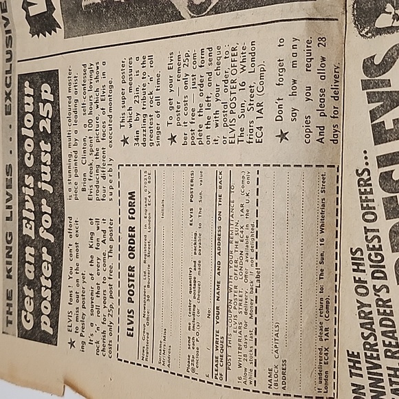 Vintage The Sun Elvis Presley Tribute Insert 1978 Made in England - Picture 8 of 8